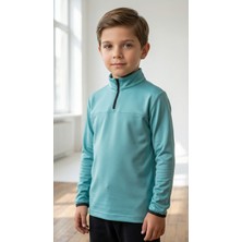 CLAW UP WORK KIDS HALF ZIP SCUBA SWEAT |TURQUOISE (Slim Fit Yarım Fermuarlı Scuba Kumaş Turkuaz Çocuk Sweatshirt)