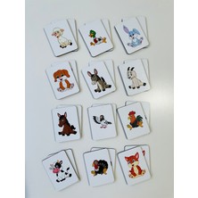 Sevimli Çiftlik Hayvanları Ahşap Zeka Kartları Eşleştirme Oyunu