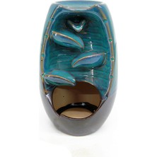 Lorvento Turkuaz Yaprak Seramik Backflow Tütsülük – Geri Akışlı Şelale Aromaterapi Buhurdanlık