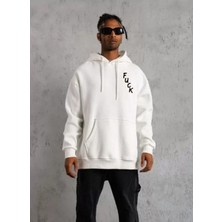 Etiler Collection Unisex Kapşonlu Uzun Kol Baskılı Sweetshirt - Beyaz