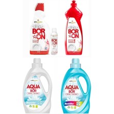 AQUABOR Sıvı Çamaşır Deterjanı 2 Adet Renkli ve Beyazlar Için + 1 Adet Bulaşık Makine + 1 Adet Elde Yıkama