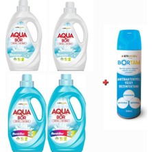 Aquabor Beyazlar ve Renkliler Için Sıvı Çamaşır Deterjanı 4*2.15 L 132 Yıkama Sıvı + Dezenfektan