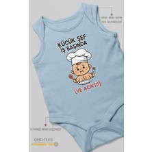 Morivo Kids Küçük Şef Iş Başında (Ve Acıktı) Baskılı Bebek Zıbını – Çıtçıtlı Body 8 Renk | %100 Pamuk Sıfır Kol