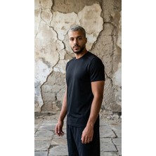 CLAW UP WORK CHECK TEXTURE TEE | BLACK (Meş Garnili Kareli Dokulu Nefes Alabilen Siyah T-Shirt)