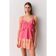 Dream Fashion Pembe Daphne Atlet Şort Pijama Takımı