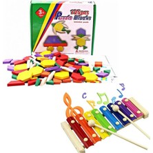 Ahşap Tangram ve Ksilofon Eğitici Oyun Seti, Yönerge Kartlarıyla