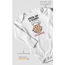 Morivo Kids Küçük Şef Iş Başında (Ve Acıktı) Baskılı Bebek Zıbını – Çıtçıtlı Body 8 Renk | %100 Pamuk Uzun Kol