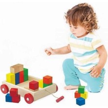 Renkli Ahşap Küp ve Araba Eğitici Oyuncak, Çocuklar Için Öğretici ve Eğlenceli