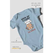 Morivo Kids Küçük Şef Iş Başında (Ve Acıktı) Baskılı Bebek Zıbını – Çıtçıtlı Body 8 Renk | %100 Pamuk Kısa Kol