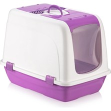 Zenvia Mikopet Büyük Kapalı Kedi Tuvaleti Mor