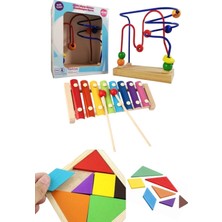 Ahşap 8'li Selefon, Mini Helezon ve Tangram Koordinasyon Seti