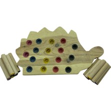 Renkli Ahşap Kirpi Eşleştirme Oyunu, Eğitici Montessori Çocuk Oyuncağı