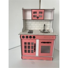 Ahşap Montessori Eğitici Mutfak Oyuncağı 82X55CM Pembe