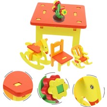 Renkli Ahşap Maket Mobilya Seti, Çocuklar Için Eğlenceli Oyun Evi Aksesuarları