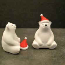 Hivhestin Yılbaşı Kutup Ayısı Figür Süs Seti (3 Adet) - 3D Baskı Dekorasyon