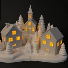 Hivhestin Karlı Kış Köyü Işıklı Yılbaşı Dekorasyonu (3d Baskı)