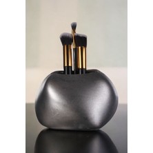 Feyza Design Şık Gümüş Eskitme Makyaj Organizeri ve Fırça Seti, Pratik ve Estetik