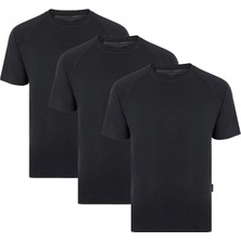 Thermoform Bambu Erkek Bisiklet Yaka Tişört Kısa Kollu Fanila Atlet Siyah 3'lü Paket