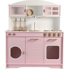 Ahşap Montessori Pembe Mutfak Seti, Bebekler Için Eğlenceli Oyun Arkadaşı