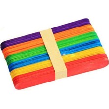 Renkli Ahşap Jumbo Dil Basma Çubuğu 50’li Paket, Eğlenceli ve Renkli Tasarım