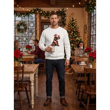 Noel Işıltısı Sweatshirt Beyaz