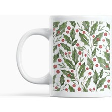 Nino Store Kokina Desenli Porselen Kupa Bardak 300 ml – Yılbaşı Çift Taraflı Canlı Baskı