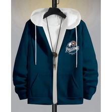 Newcabin.35 Yeni Sezon 3iplik Premium Kumaş Falcons Baskılı Tam Fermuarlı Sweatshirt