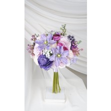 TT Organizasyon Lila Krem Somon Gelin Çiçeği Gelin Buketi Yaka Çiçeği