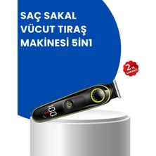 Magne Uzun Pil Ömürlü LED Göstergeli Erkek Bakım Seti 5-In-1 Saç Sakal Tıraş Makin - TGR1600-5292