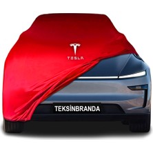 Tesla Model Y Juniper (2025 -) Araba Brandası Kırmızı Kumaş Penye Toz Geçirmez Oto Garaj Brandası