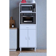 Eliusta Serale 56 cm Derinlikte 2 Kapaklı Dolap  Mutfak Fırın Dolabı 60X162,4X56 cm Modüler Beyaz Dolap