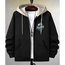 Newcabin.35 Yeni Sezon 3iplik Premium Kumaş Falcons Baskılı Tam Fermuarlı Sweatshirt