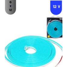 Powerr Led Aydınlatma 12 Volt 6X12 mm Esnek Neon LED Turkuaz 5 Metre