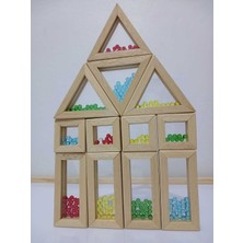 Renkli Ahşap Boncuklu 12'li Oyun Blokları Çocuk Gelişimine Destek