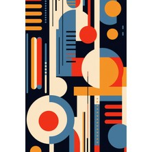 Turuncu, Lacivert ve Krem Tonlarında Modern Geometrik Tablo