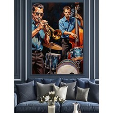 Artmeg Mavi Işıkta Müzisyenler Çalıyor Dekoratif Kanvas - Mdf Ahşap Tablo