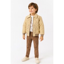 Kabartma Nakışlı Ince Mont Ceket, Iç Tişört ve Pantolonlu 3lü Erkek Takımı