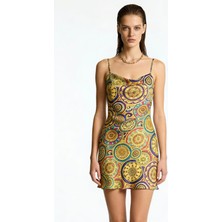 Feu De Elu Etincelle Vionne Degaje Yaka Askılı Kısa Saten Gecelik