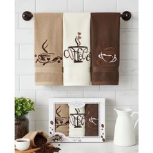 %100 Pamuklu Coffee Serisi 3’lü El Havlusu Seti 30X50 cm – Kutulu Özel Tasarım