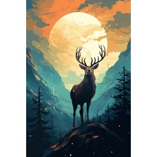 Ay Işığında Geyik Kanvas Tablo