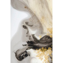 Altın Detaylı Akışkan Soyut Kanvas Tablo