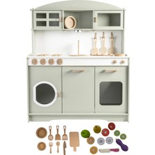 Doğal Ahşap Mutfak Seti 15 Parça, Meyve ve Sebze Hediyeli