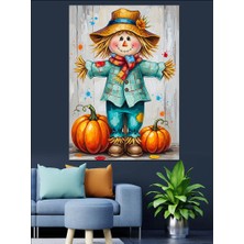 Karizma Tablo Korkuluk Balkabağı Sonbahar Dekoratif Kanvas - Mdf Ahşap Tablo