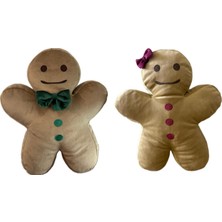 Moon Toys 2'li Sevimli Kurabiye Adam ve Bayan Kurabiye Oyuncak Yılbaşı Dekorasyon 35 cm