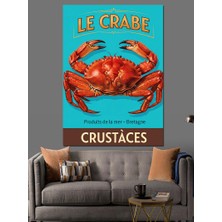 Artmeg Yengeç Crustacean Retro Afiş Dekoratif Kanvas - Mdf Ahşap Tablo