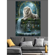 Tablomega Kral Aslan ve Çeşmesi Dekoratif Kanvas - Mdf Ahşap Tablo