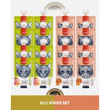 Wanpy Ton Balık - Tavuk - Havuç & Somon - Tavuk - Havuç Kedi Et Ezmesi Kedi Ödül Maması Seti 16x90 gr