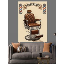 Artmeg Berber Dükkanı Sandalyesi Vintage Dekoratif Kanvas - Mdf Ahşap Tablo