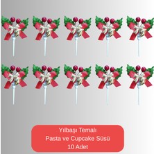 Deniz Parti Kokina Çiçeği Temalı Yılbaşı 3D Pasta ve Cupcake Süsü - 10 Adet