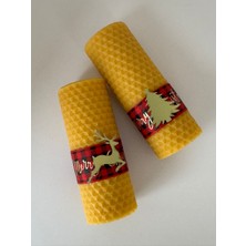 Nish Candles Yeni Yıl Balmumu Mum Seti 2’li El Yapımı Doğal & Dekoratif Hediye Yeniyıl Hediyesi Paketli